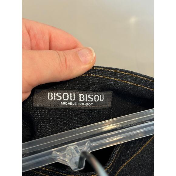 Vintage Y2K Denim Maxi Skirt Lace Up Asymmetrical Grunge Size 6 Dark Wash New - Picture 6 of 7